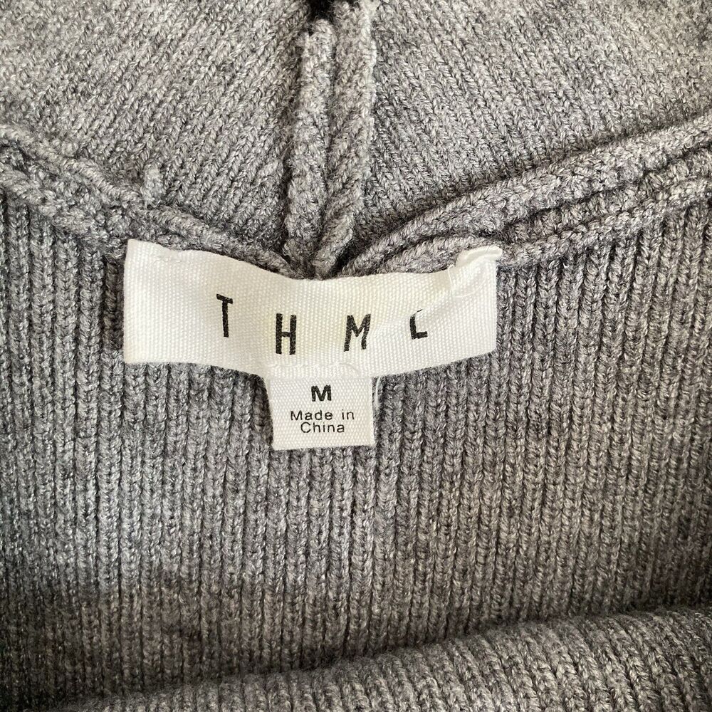 THML Anthropologie Ruffle Detail Off Shoulder Sweater Gray Size Medium Cute - Picture 8 of 8